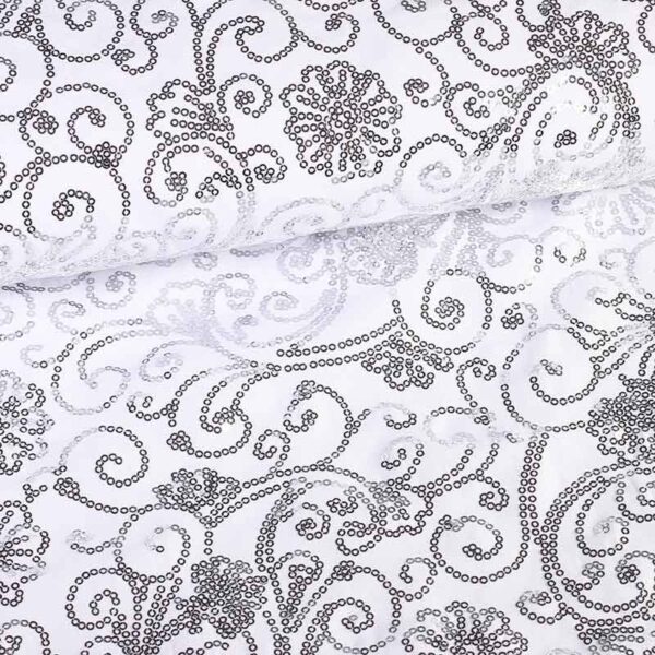 Tissu Terlenka blanc avec paillettes fantaisie argentées