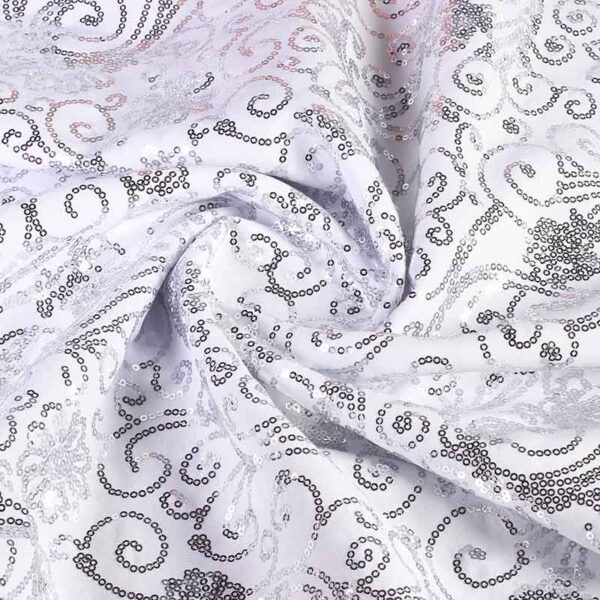 Tissu Terlenka blanc avec paillettes fantaisie argentées