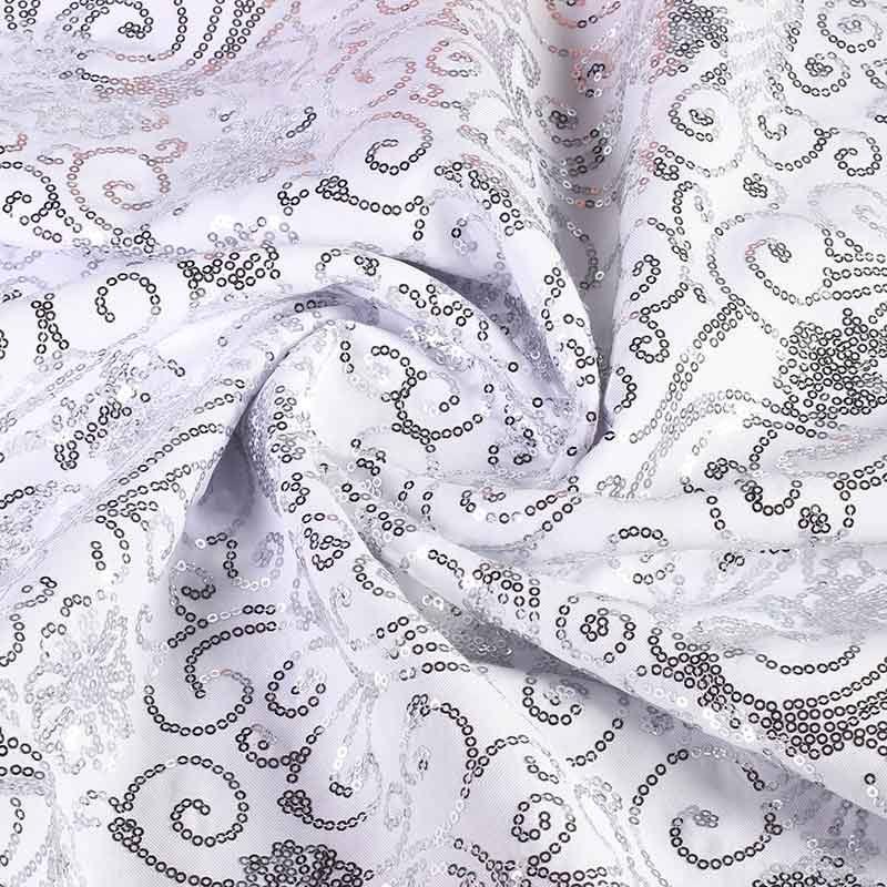 Tissu Terlenka blanc avec paillettes fantaisie argentées