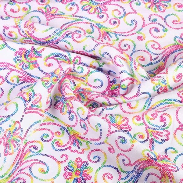 Tissu Terlenka blanc avec paillettes multicolores