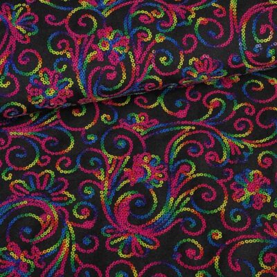 Tissu Terlenka noir avec paillettes multicolores