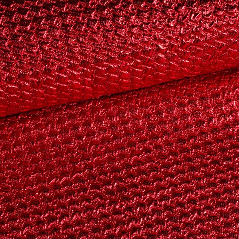 Tissu métallisé bubble rouge