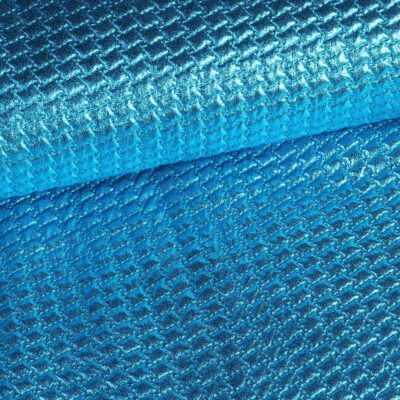 Tissu metallic bubble aqua