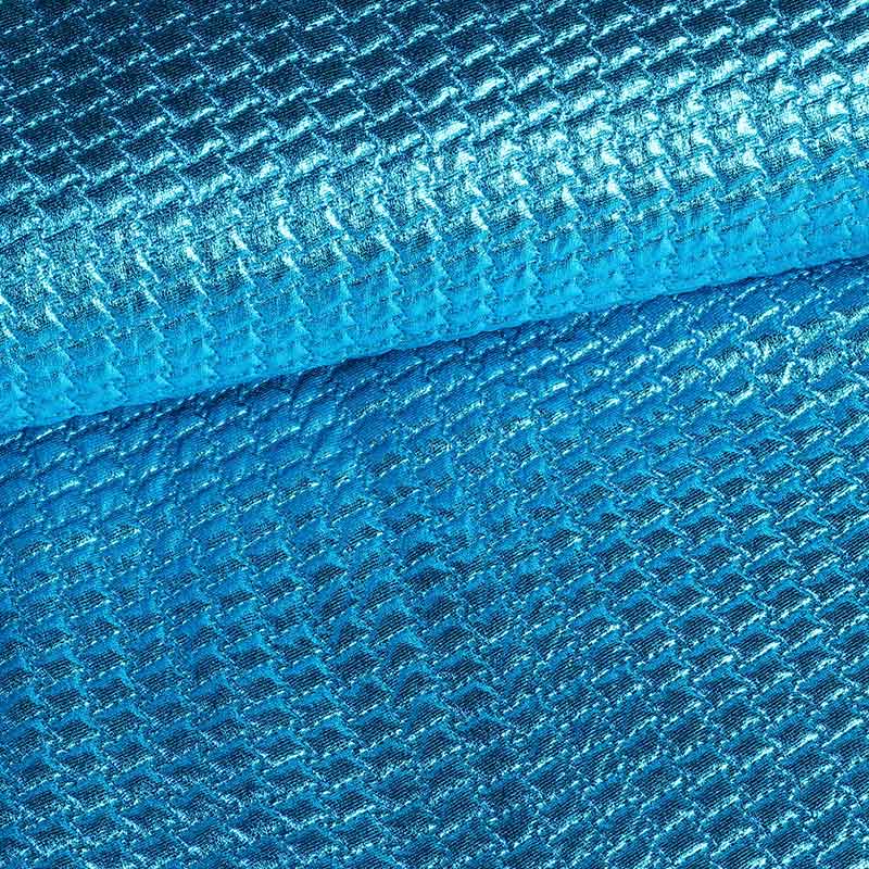 Tissu metallic bubble aqua