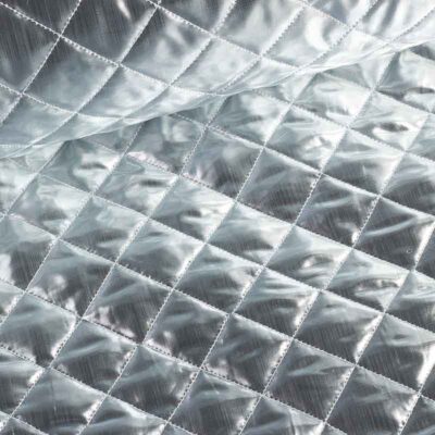 Tissu métallisé losange argent