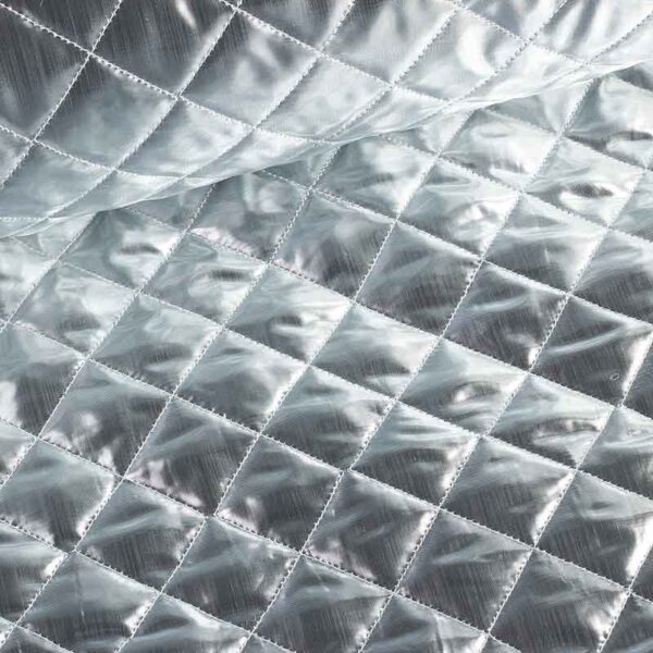 Tissu métallisé losange argent