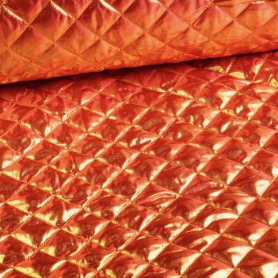 Tissu métallisé losange orange