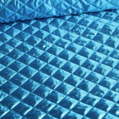 Tissu métallisé losange aqua