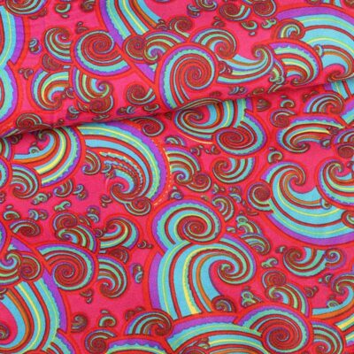 Tissu Terlenka paisley multicolor fuchsia