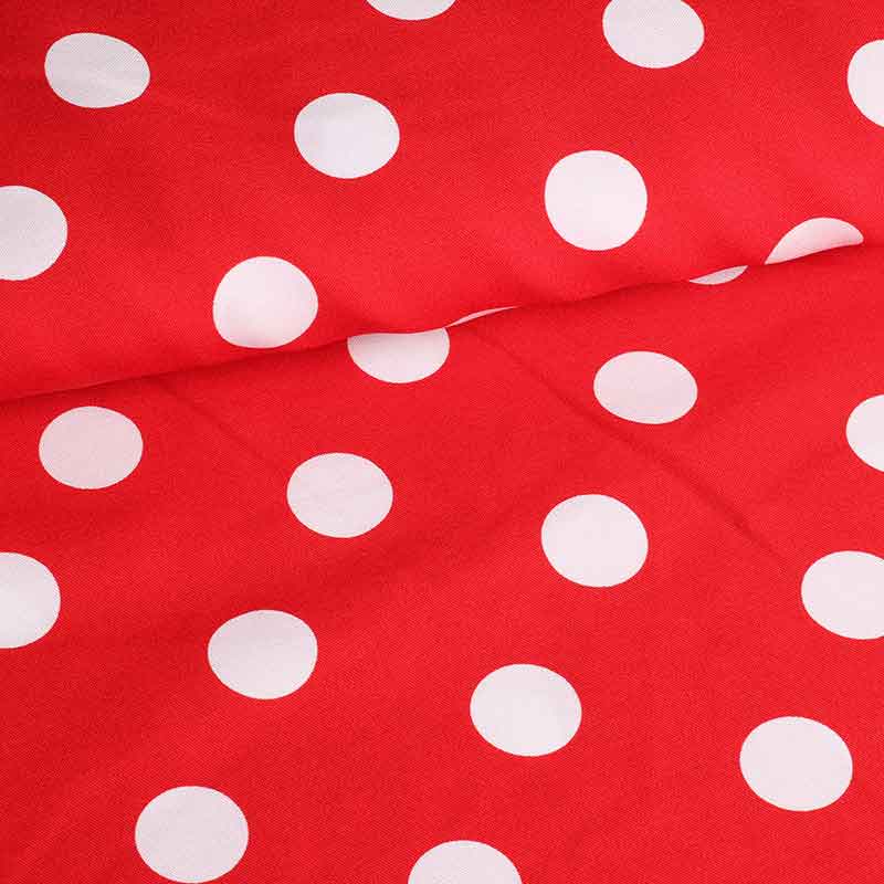 Tissu Terlenka grand pois rouge blanc