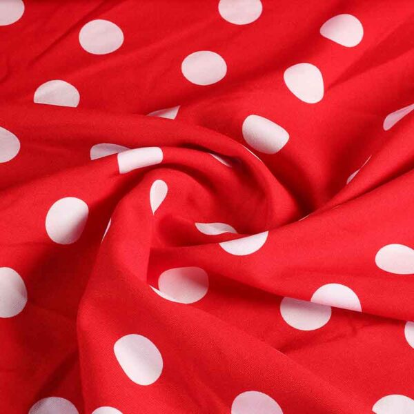 Tissu Terlenka grand pois rouge blanc