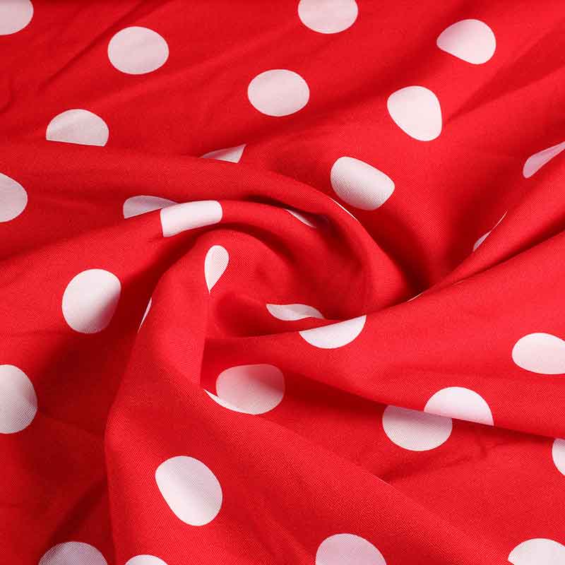 Tissu Terlenka grand pois rouge blanc