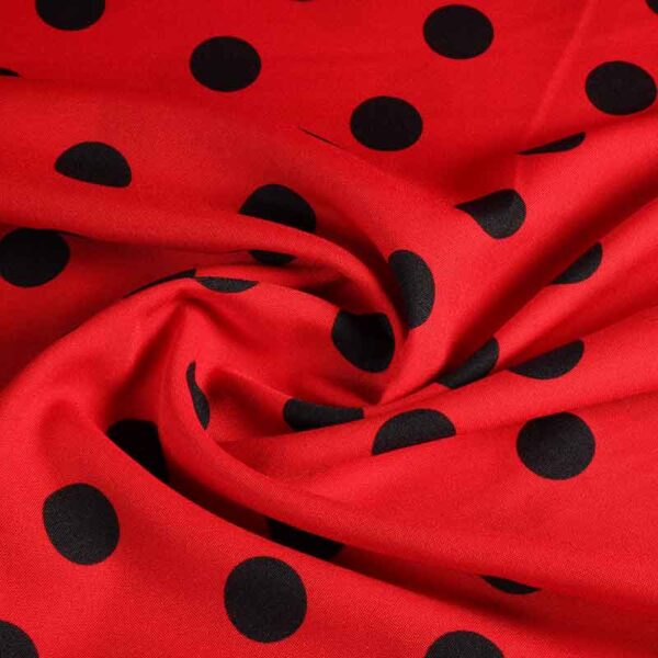 Tissu Terlenka grands pois rouge-noir