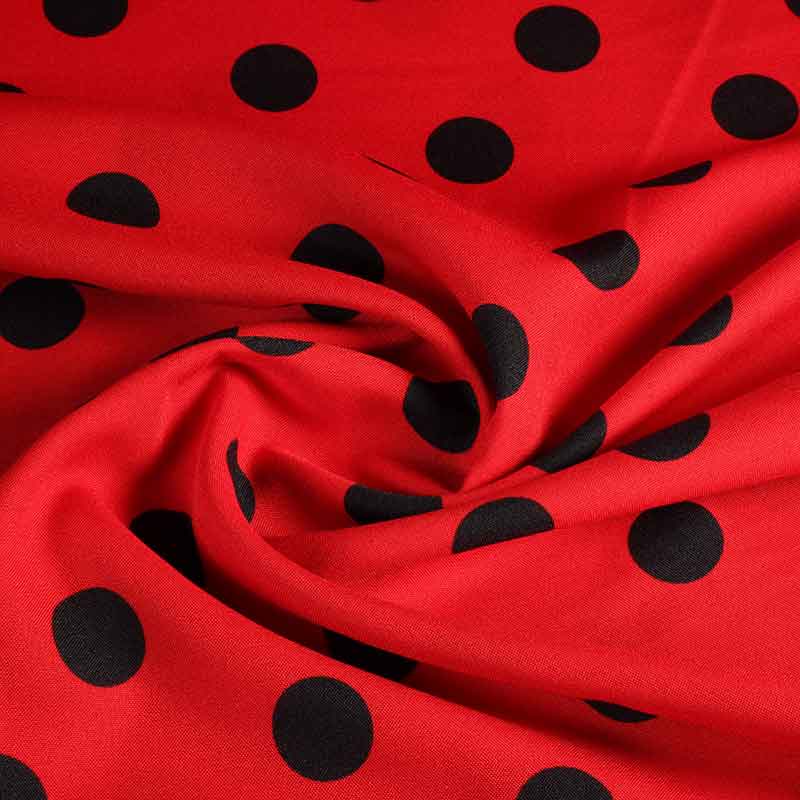 Tissu Terlenka grands pois rouge-noir
