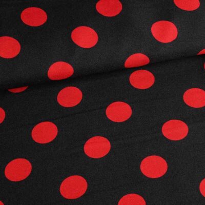 Tissu Terlenka grand pois noir-rouge