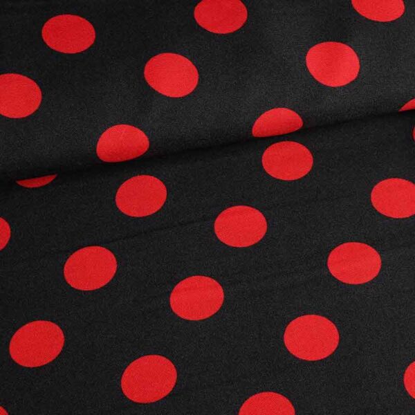Tissu Terlenka grand pois noir-rouge