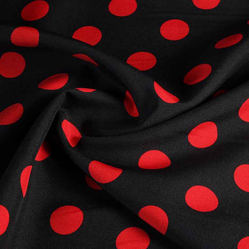 Tissu Terlenka grand pois noir-rouge