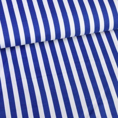 Tissu Terlenka rayure bleu cobalt blanc