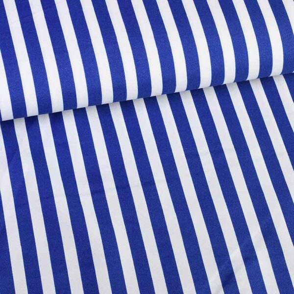 Tissu Terlenka rayure bleu cobalt blanc