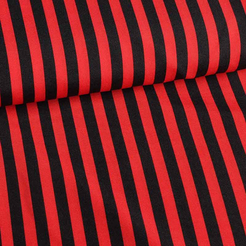 Tissu Terlenka rayure noir-rouge
