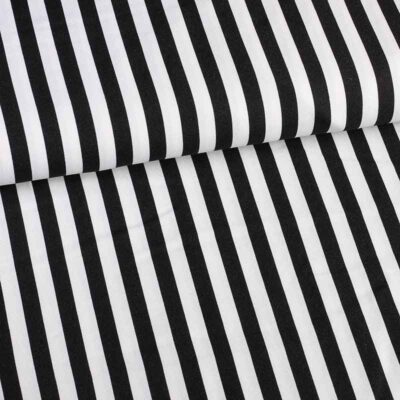 Tissu Terlenka rayure 1 cm noir-blanc