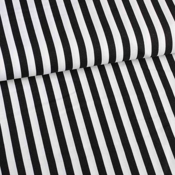 Tissu Terlenka rayure 1 cm noir-blanc