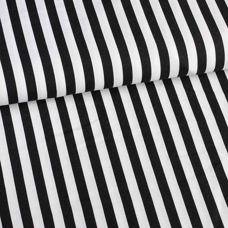 Tissu Terlenka rayure 1 cm noir-blanc