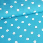 Terlenka stof aqua kleine stip wit