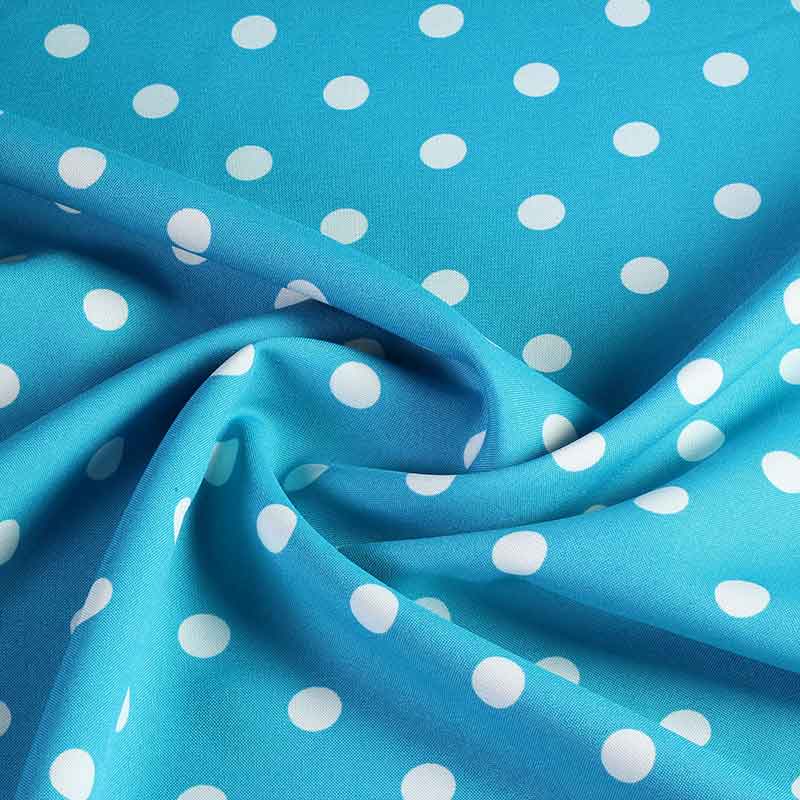 Tissu Terlenka aqua petits pois blancs