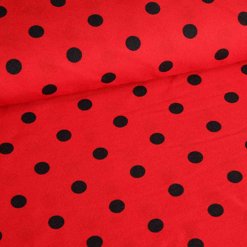 Tissu Terlenka rouge petit point noir