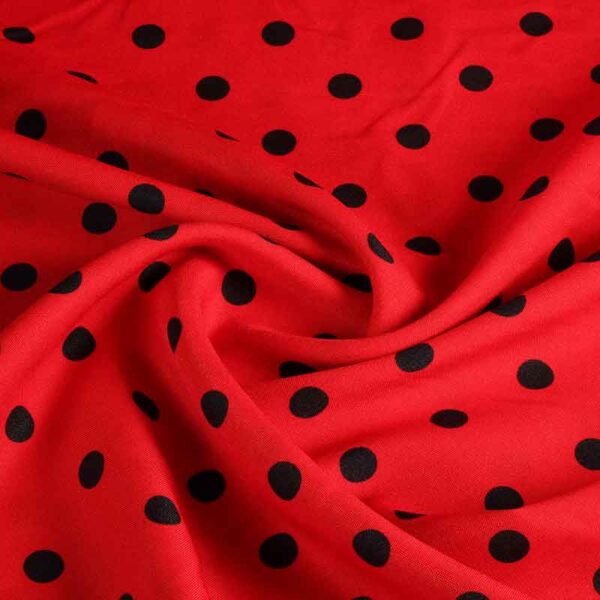 Tissu Terlenka rouge petit point noir