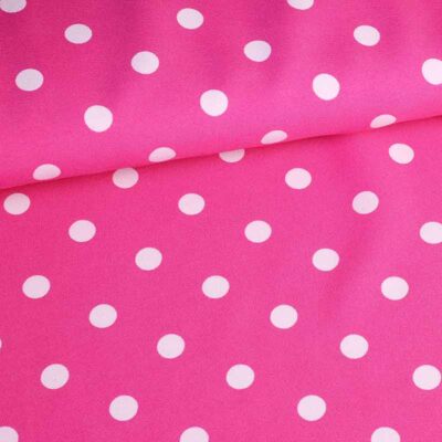 Tissu Terlenka fuchsia petits pois blancs