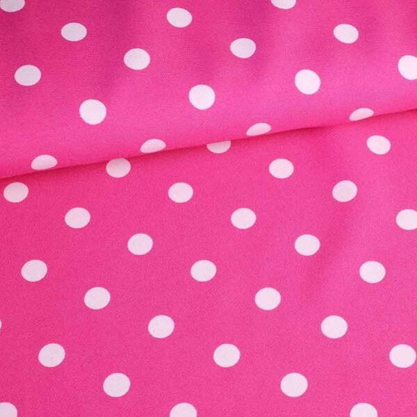 Tissu Terlenka fuchsia petits pois blancs