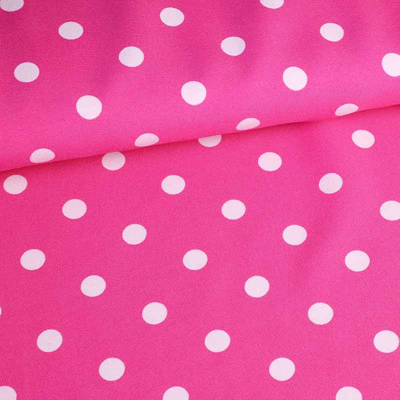 Tissu Terlenka fuchsia petits pois blancs