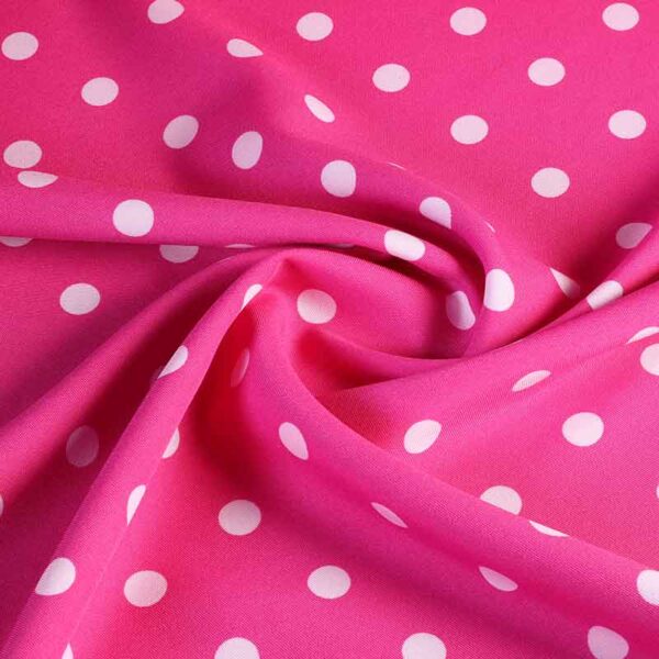 Tissu Terlenka fuchsia petits pois blancs