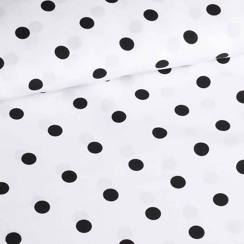 Tissu Terlenka blanc petits pois noirs