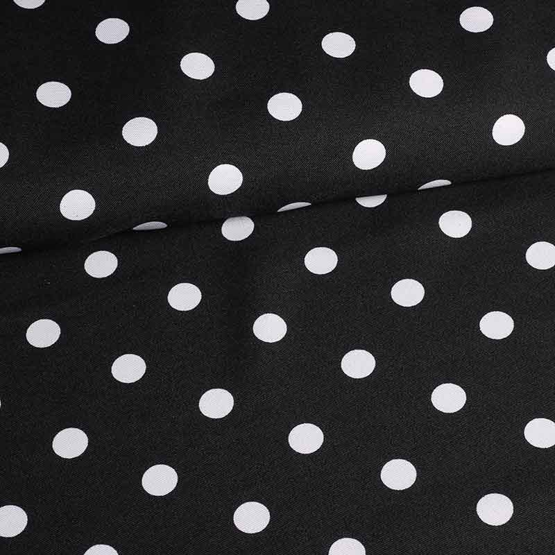 Tissu Terlenka noir petits pois blanc