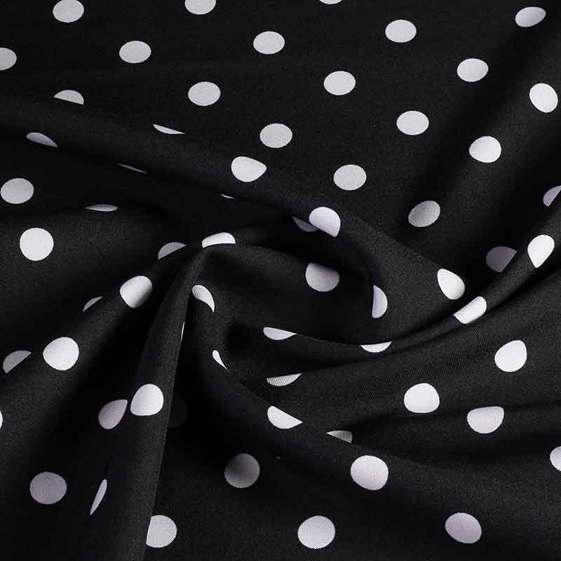 Tissu Terlenka noir petits pois blanc