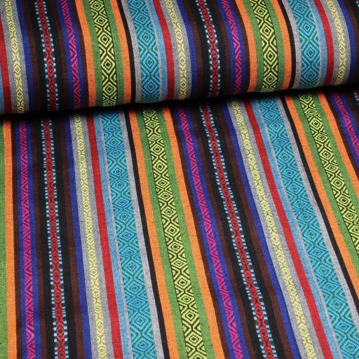 Tissu Mexico multicolore aqua violet