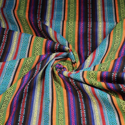 Tissu Mexico multicolore aqua violet