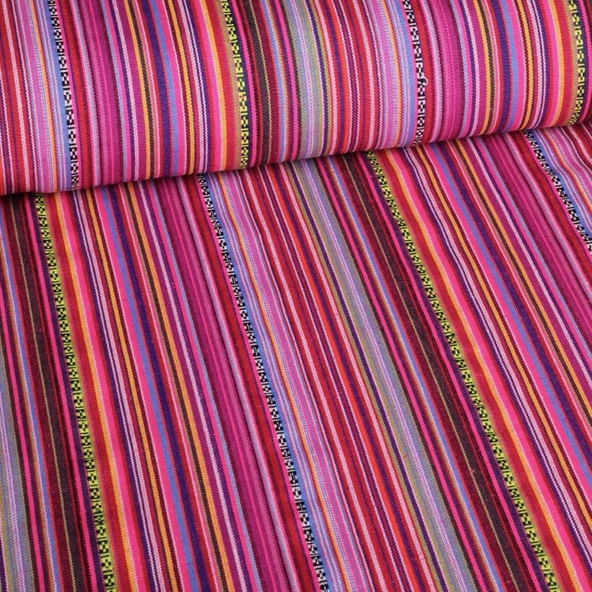 Tissu Mexico rose multicolore
