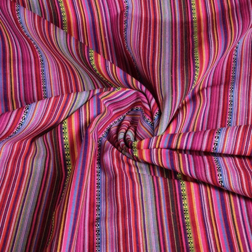 Tissu Mexico rose multicolore