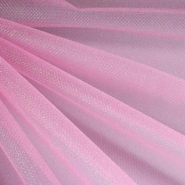 Tissu tulle zigzag glitter rose