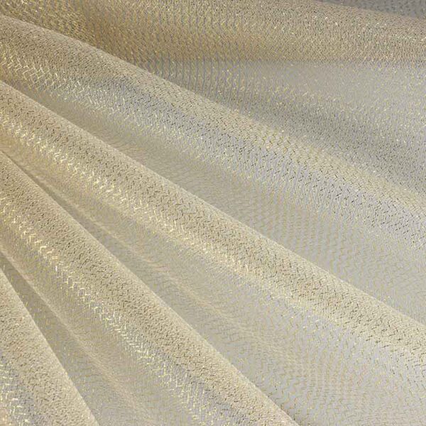 Tissu tulle zigzag paillettes or