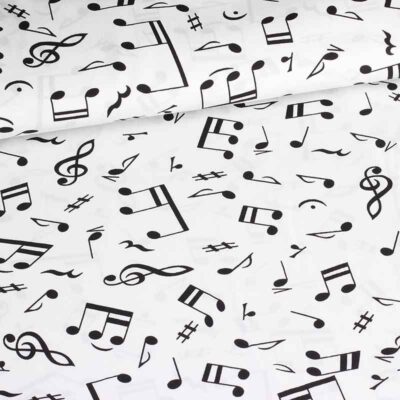 Tissu popeline notes de musique