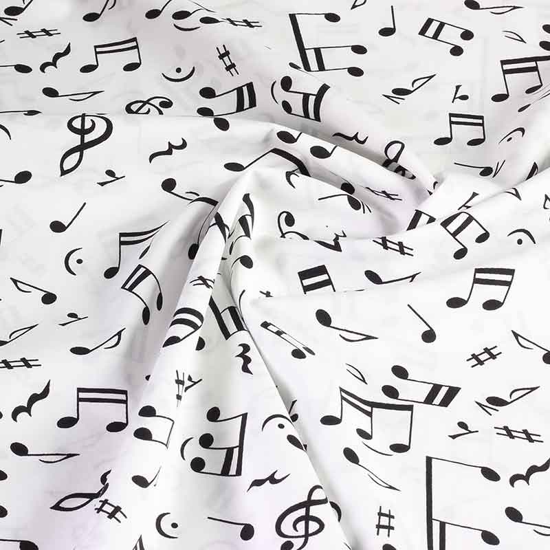 Tissu popeline notes de musique