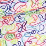 Velvet stof wit multicolor