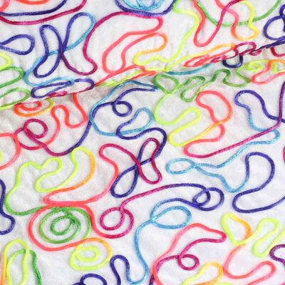 Tissu velours blanc multicolore