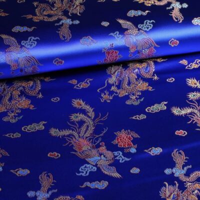 Tissu Satijn Jaquard Dragon cobalt