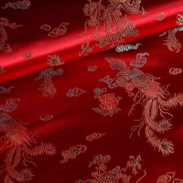 Tissu jacquard satin rouge